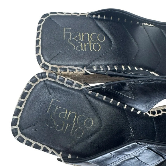 Franco Sarto Black Croc-Embossed Sandals - Picture 5 of 5